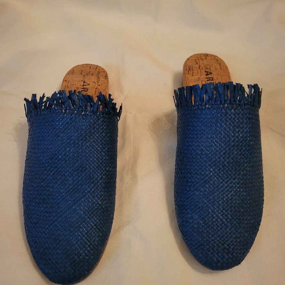 Artesano raffia mules - blue s37